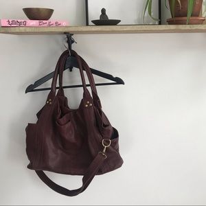 Free People by 7Chi slouchy brown leather tote